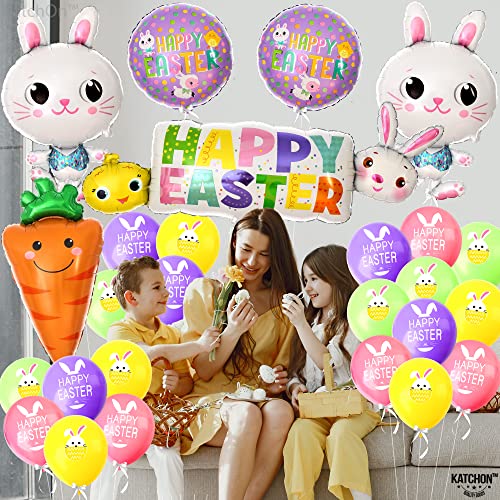 Image of KatchOn, Happy Easter Balloon Garland Set - 32 Inch, Pack of 28 | Carrot Balloons | Easter Bunny Balloons for Easter Party Decorations | Easter Mylar Balloons for Birthday, Baby Shower Decoration