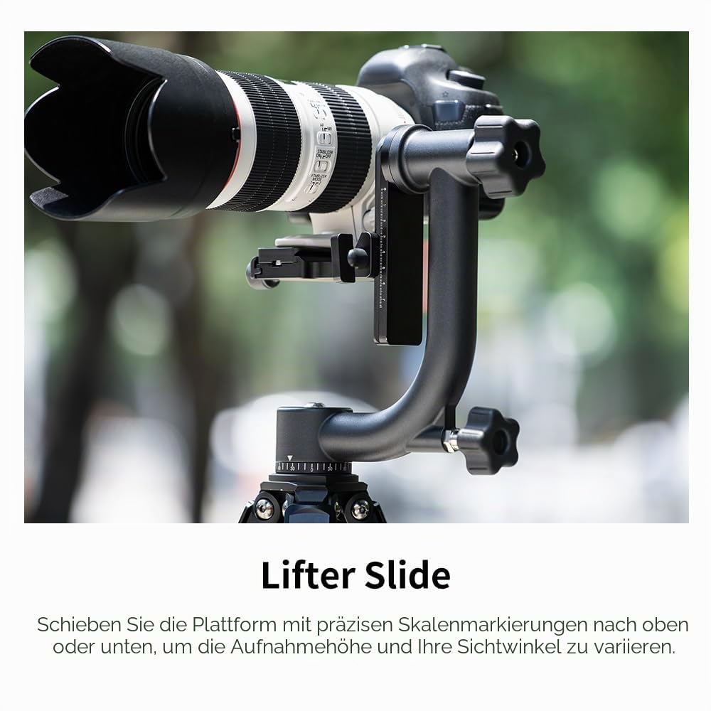 K&F CONCEPT Aluminium Gimbalkopf, Professional Heavy Duty Metall 360° Panorama Stativkopf mit 20 KG Tragkraft, Acra Swiss System,1/4'' Gewinde und Wasserwaage, ideal für Tier- und Sportfotografie