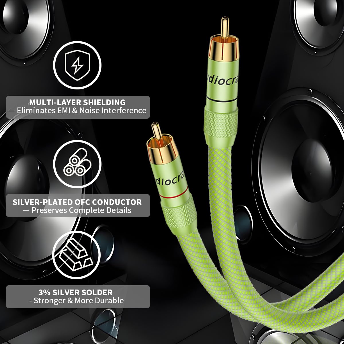 A51 Hi-end 6 N Cuivre OFC RCA câble d'interconnexion avec 2 Câble audio RCA vers RCA HiFi 1M