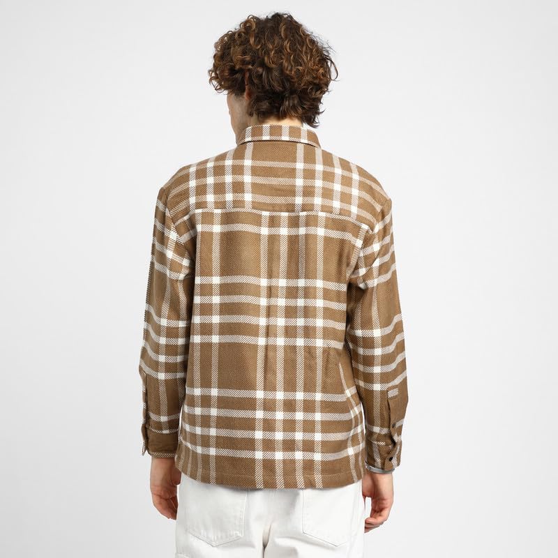 Image of CAHOOT Men's Shacket for Casual Wear | Spread Collar | Long Sleeve | Button Closure | Overshirt /Shacket Crafted with Comfort Fit for Everyday Wear