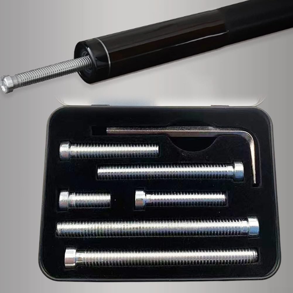 Lot de 6 boulons de poids de queue de billard, vis de poids de queue de billard avec boîte de rangement, outil d'installation pour queue de billard Mezz
