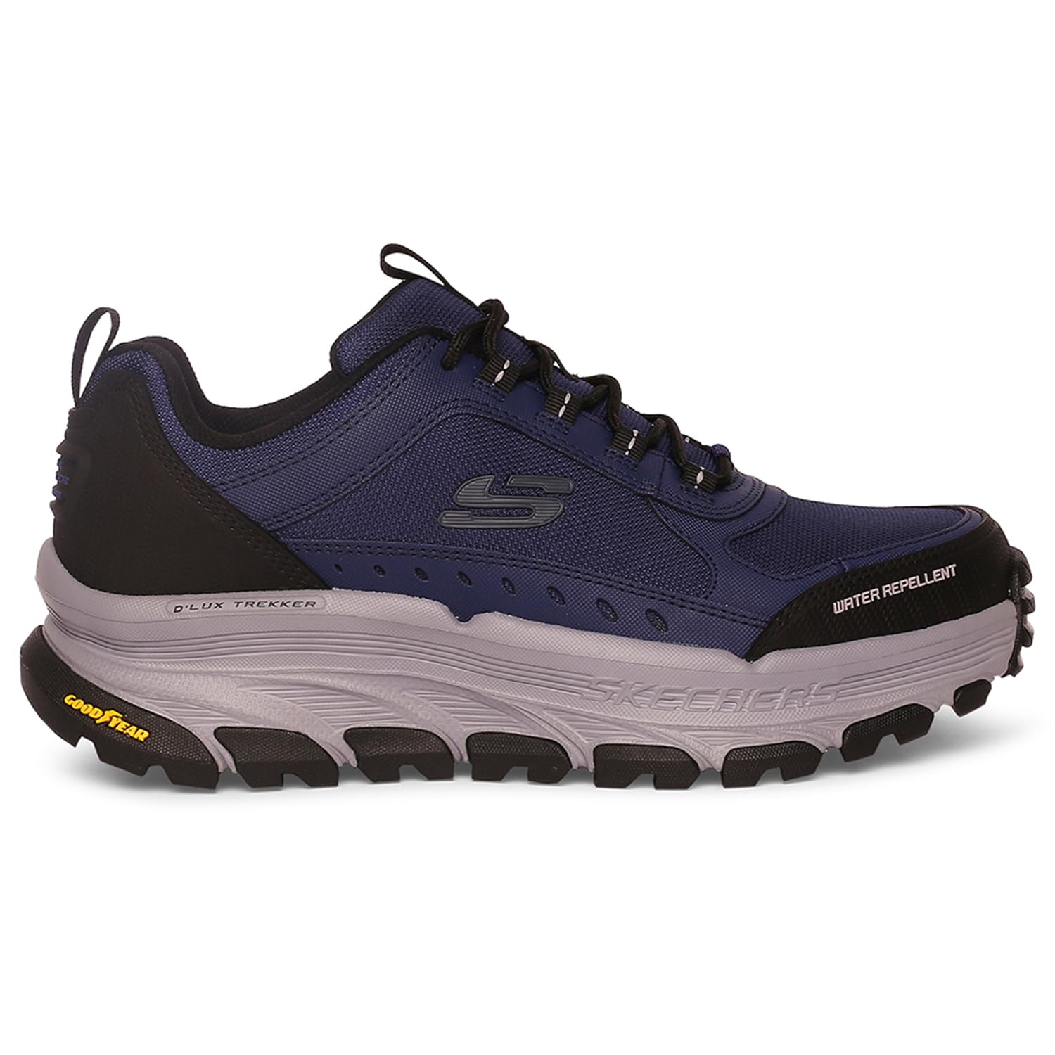 Skechers Mens DLux Trekker Casual Shoes Vegan Air-Cooled Memory Foam Cushioned Comfort Insole Navy/Black - 9 UK (237565) (B0BXDN4L28) Amazon Price History, Amazon Price Tracker