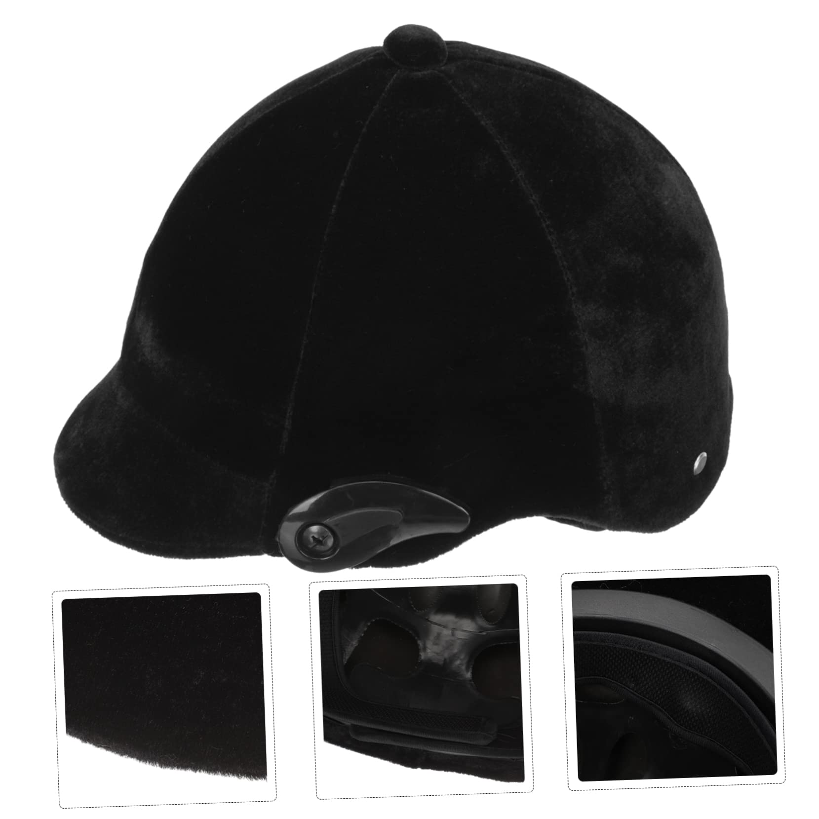 Casco Equitazione per Ragazzi Nero in Polipropilene, Regolabile | Ventilazione Completa, Imbottitura Interna Removibile, Cinturino Mentoniera Regolabile, Protezioni Auricolari Estraibili