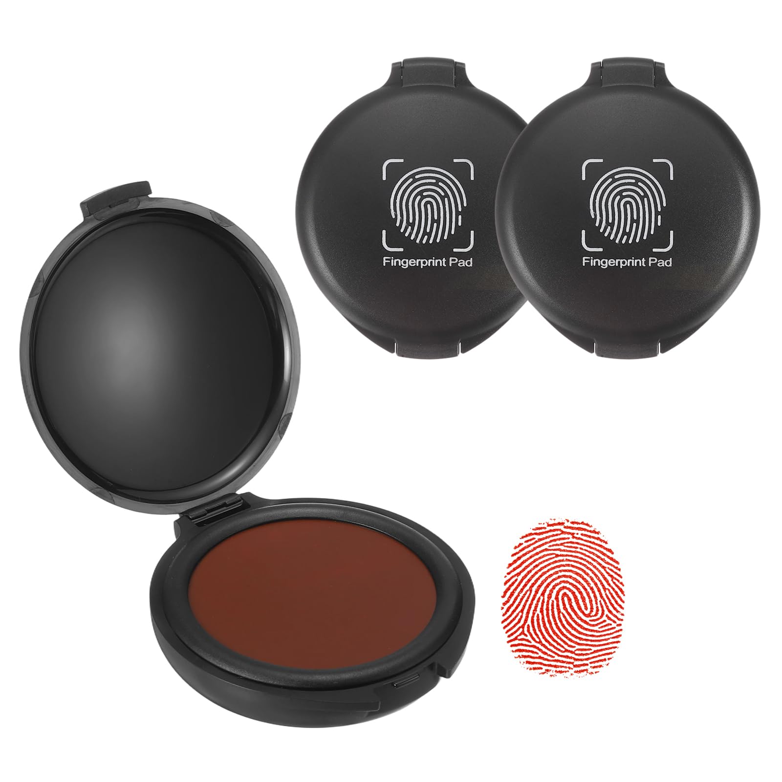 PATIKIL Fingerprint Ink Pads, 3Pcs Thumbprint Ink Pad Quick-Drying & Portable for Notary Stamp Office Supplies Identification ID Security Enforcement Fingerprints, Red