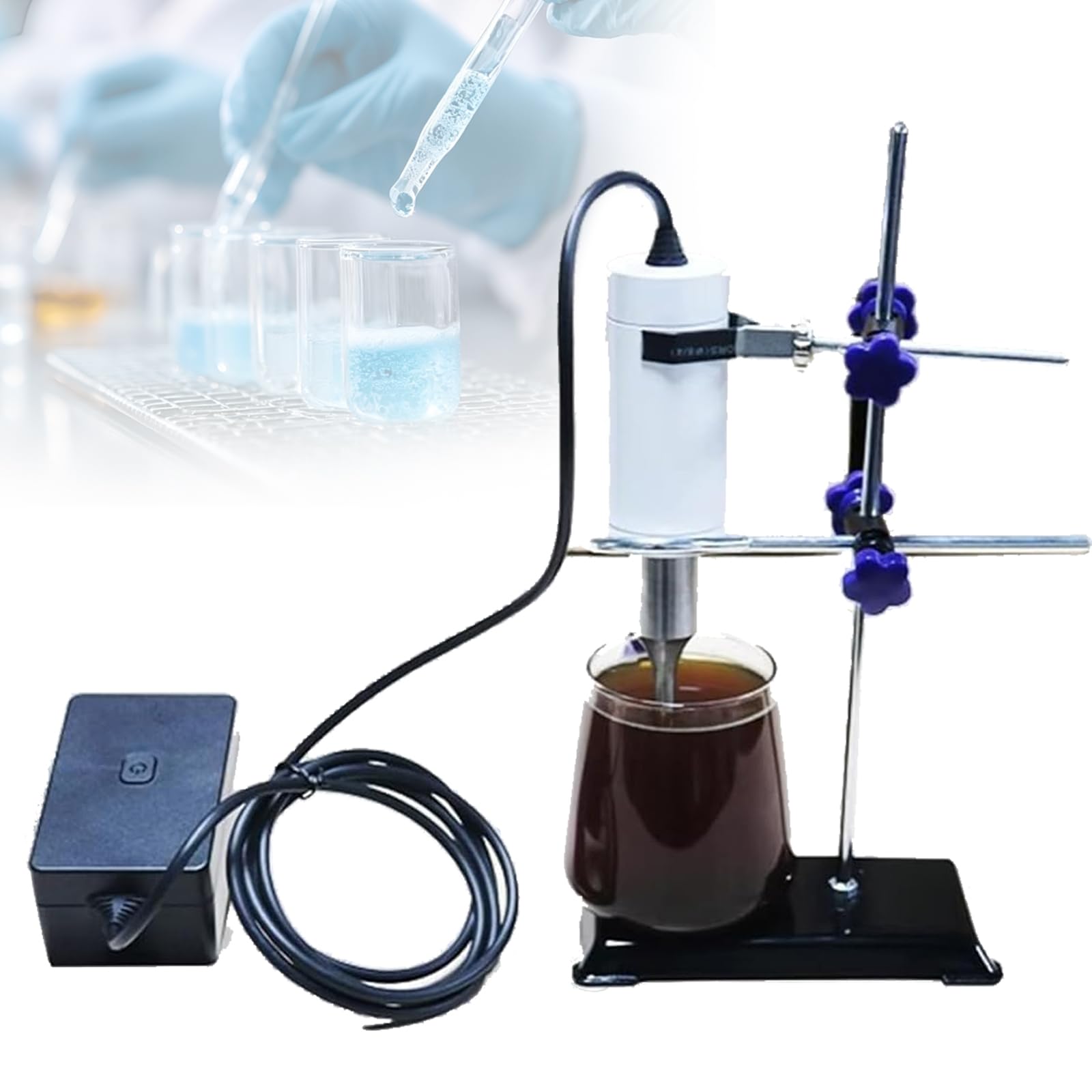 Disruptor Celular Ultrasónico, Homogeneizador Ultrasónico De Laboratorio Pequeño De 40 Khz, Con Soporte, Sonda De 8 Mm De Diámetro, Altura Ajustable, Uso Con Soporte O De Mano, Para Laboratorio