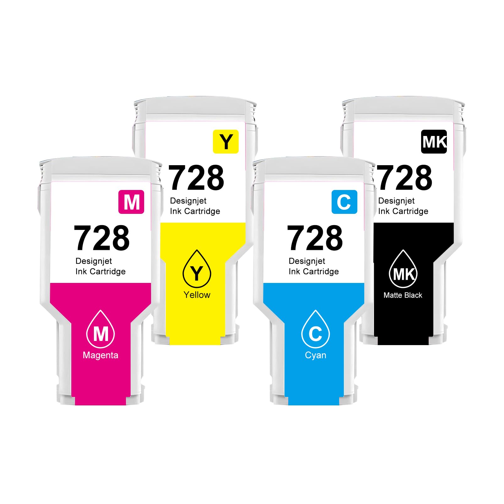 728 Cartuccia d'inchiostro 300 ml Compatible per HP 728 Cartucce d'inchiostro F9K17A F9K15A F9J68A F9K16A per HP 728 Designjet T830 T730 (Nero,Giallo,Magenta,Ciano)