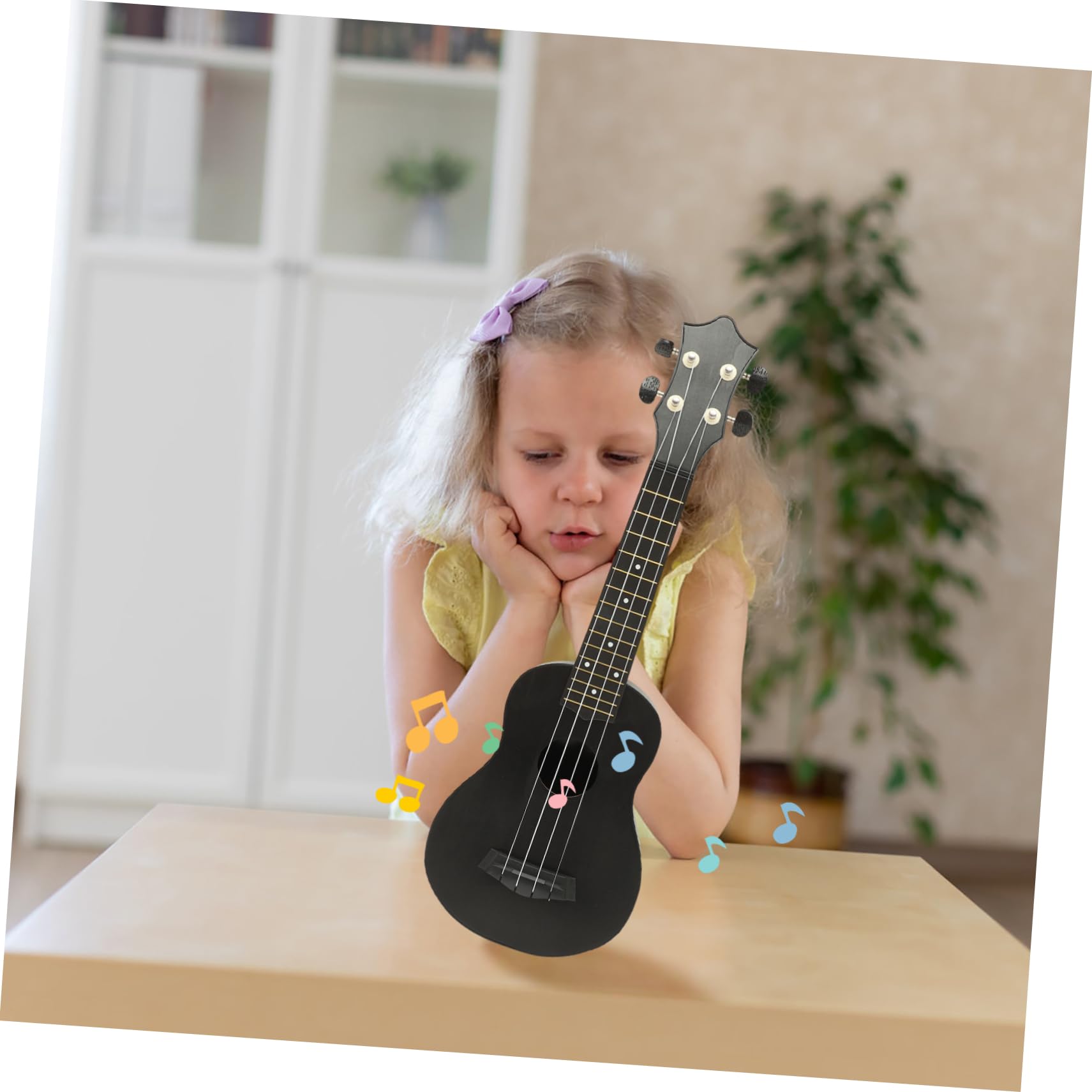 Yardwe Ukulele De Madera Para Principiantes Acústico De Instrumento Musical Cuatro Cuerdas Para Niño Niña y Adultos Guitarra Infantil Resistente y Fácil De Usar Color Negro