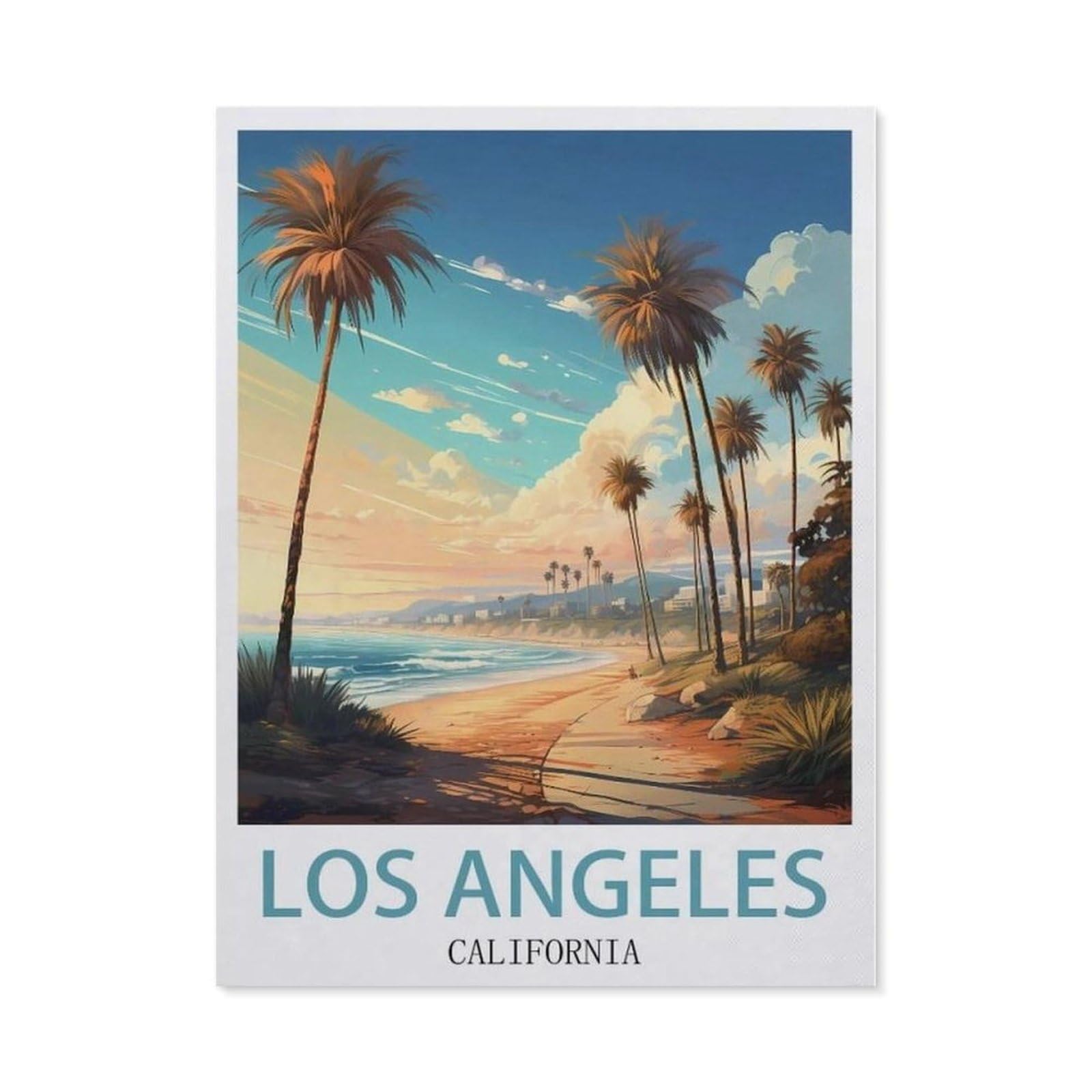 Beayodkp （30 X 40 Cm/11.81 X 15.74 Inches） 5D Diamond Painting，Los Angeles California Vintage Travel Posters，Diamond Embroidery Cross Stitch-Cg79