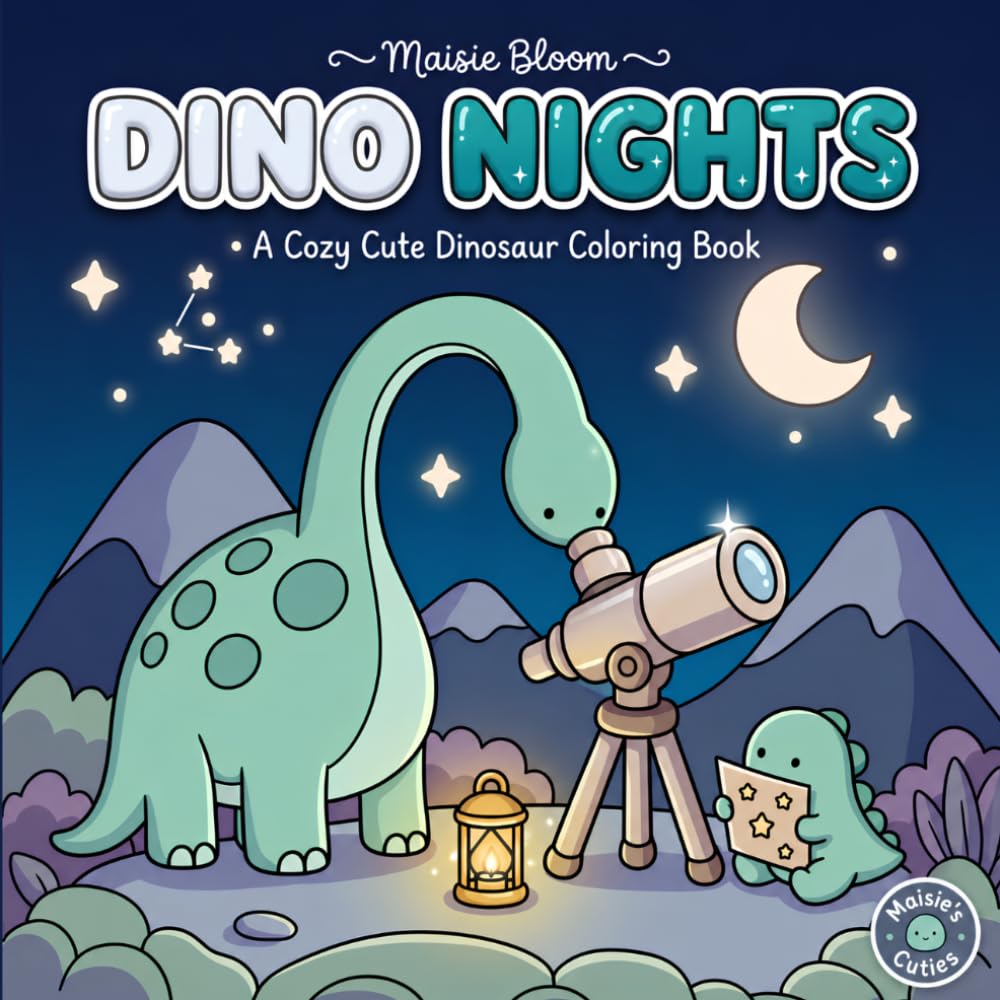 Dino Nights: A Cozy Cute Dinosaur Coloring Book for Adults and Teens (Maisie's Cuties)