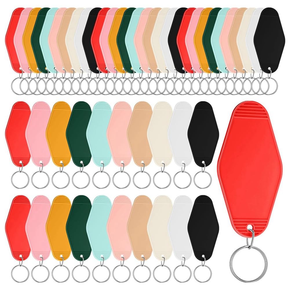 CTRLZS 50 Pcs Vintage Motel Keychain Blank Hotel Keychain Sublimation Keychain Bulk for DIY Crafts Ornament