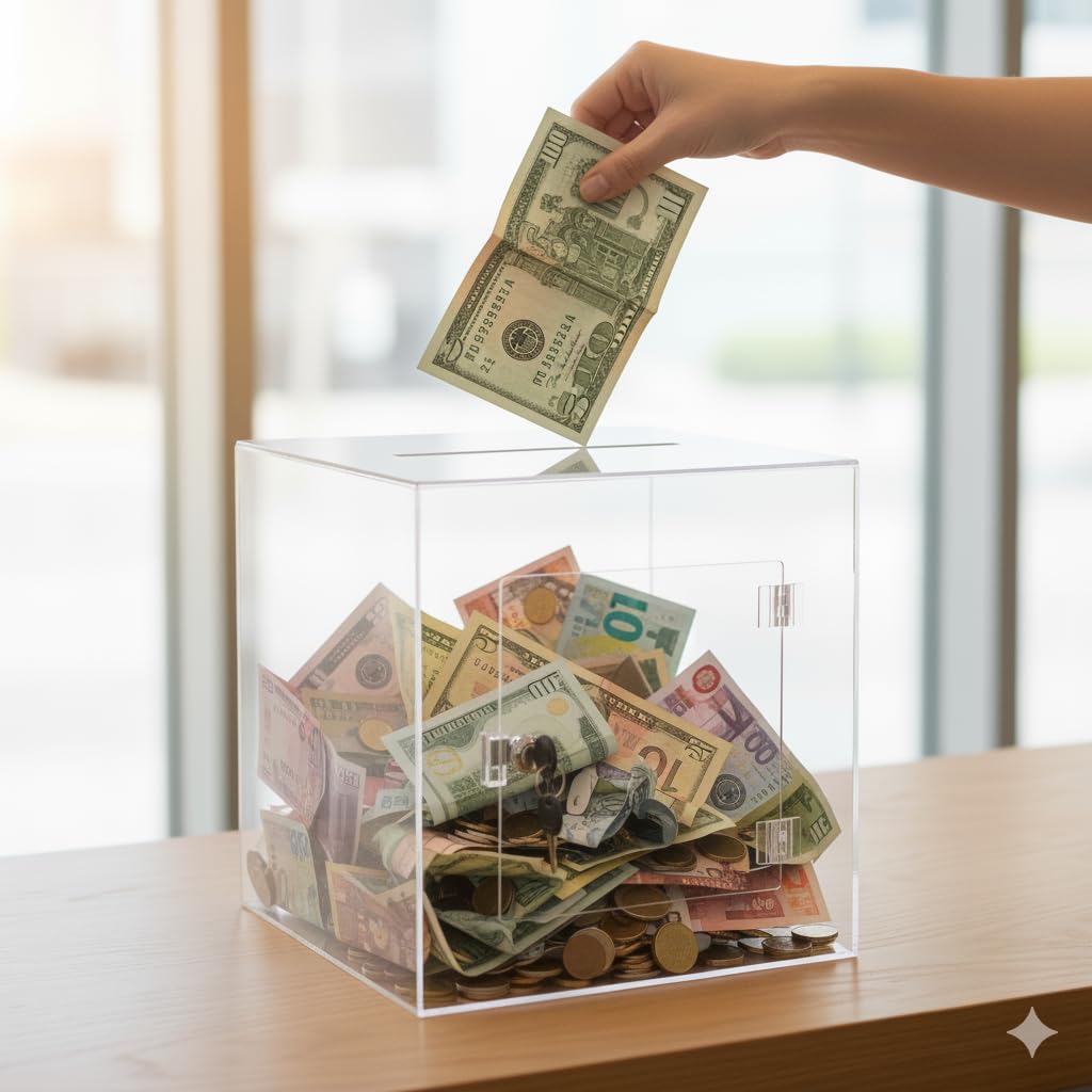 Transparent Donation Box - Collect Suggestions & Donations -4 Transparent Donation Box - Collect Suggestions & Donations -4