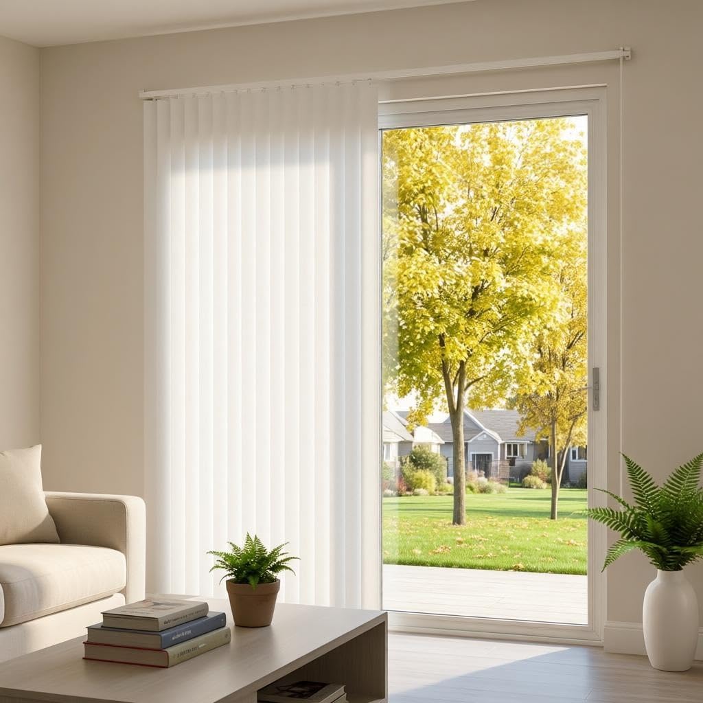 Vertical Blinds, 100% Blackout Sliding Door Blinds, Custom Adjustable Vertical Shades for Sliding Glass Door, Patio & Windows, Thermal Insulated & Waterproof Shade Curtains Cordless