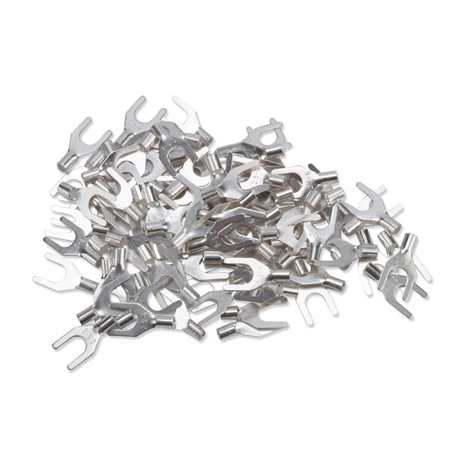 Copper Wire Lugs 100PCS Cable Connector Crimp UT Copper 1.5 2. Non-Insulated Fork-Type Wire Tin-Plated Brass Terminals Cold Pressed Lug(UT2.5-4(16-14AWG M4))