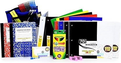 Secondary School Essentials Bundle | 1 Box - 51 Pieces per Box | School Supply Boxes - Back to School Essentials Includes Folders, Notebooks, 1" Binder, Mechanical Pencils, Index Cards, Highlighters, & Pens