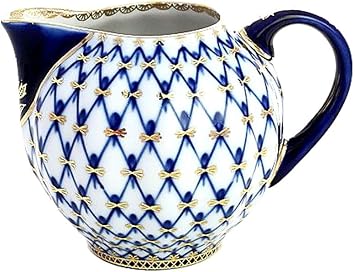 Lomonosov Porcelain Cobalt Net Creamer 22 Karat Gold 
