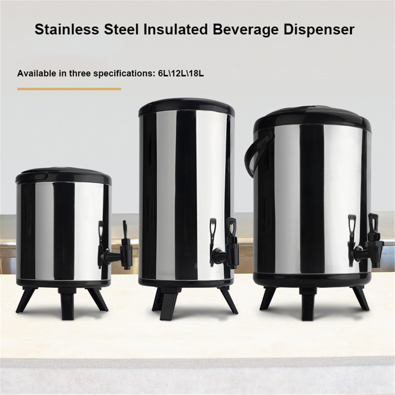 Dispensador de bebidas aislado con grifo, dispensador térmico de bebidas frías y calientes de acero inoxidable de 18 L para café, té, agua, jugo, leche