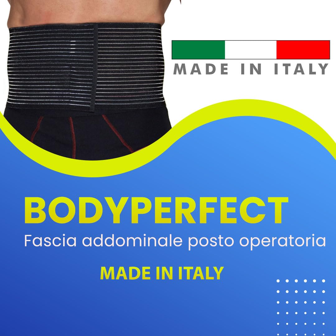 BODYPERFECT Banda abdominal postparto después de la operación - Alivio unisex del dolor de espalda - Soporte lumbar del cinturón abdominal - Altura de cierre ajustable 16 cm, Blanco, XL