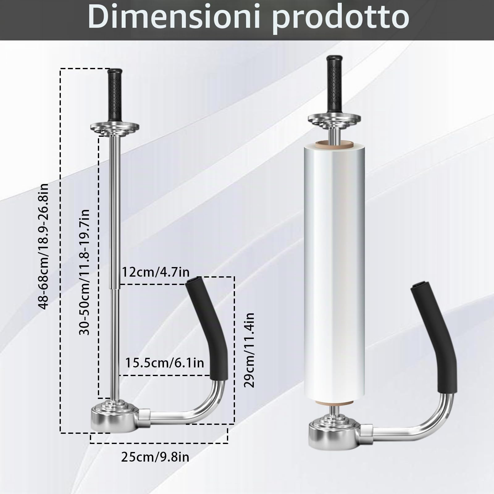 Erogatore di Film Estensibile, Svolgitore Manuale di Film Estensibile per Rotoli da 30-50 cm di Larghezza Dispenser di Pellicola Estensibile Industriale con Maniglia per L'imballaggio di Mobili