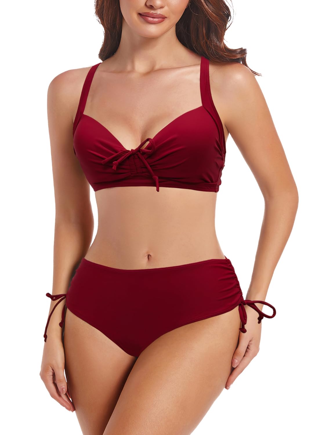 JFAN Traje De Baño Mujer Dos Piezas con CordóN Bikinis Mujer Push Up Conjunto De Bikini De Flores CláSicas