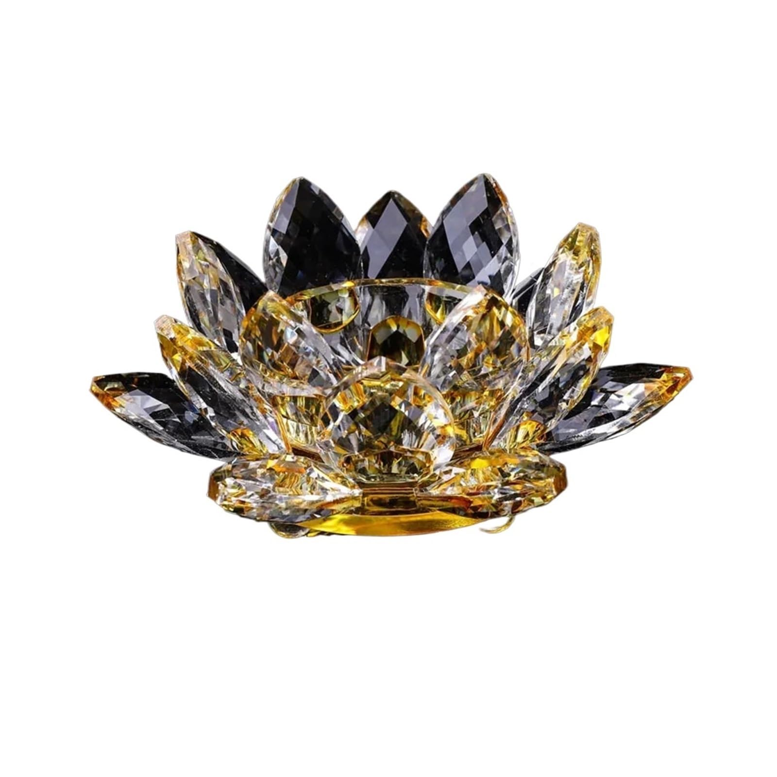 Handcrafts Crystal Lotus Flower Candlesticks Glass Tealight Candle Holders Ornament Home Decor(Color1)