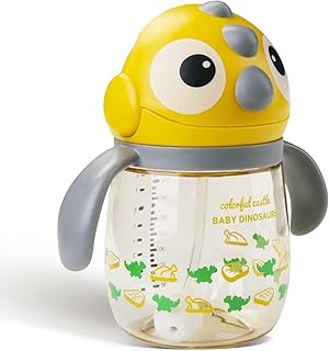 Sippy Cup for Baby Months 6+, Weighted Straw PPSU Non Spill Cup for Toddlers, Baby Straw Cup with Handles, Spill-Proof, Leak-Proof Soft Spout Cup 240ml, BPA Free (Yellow)