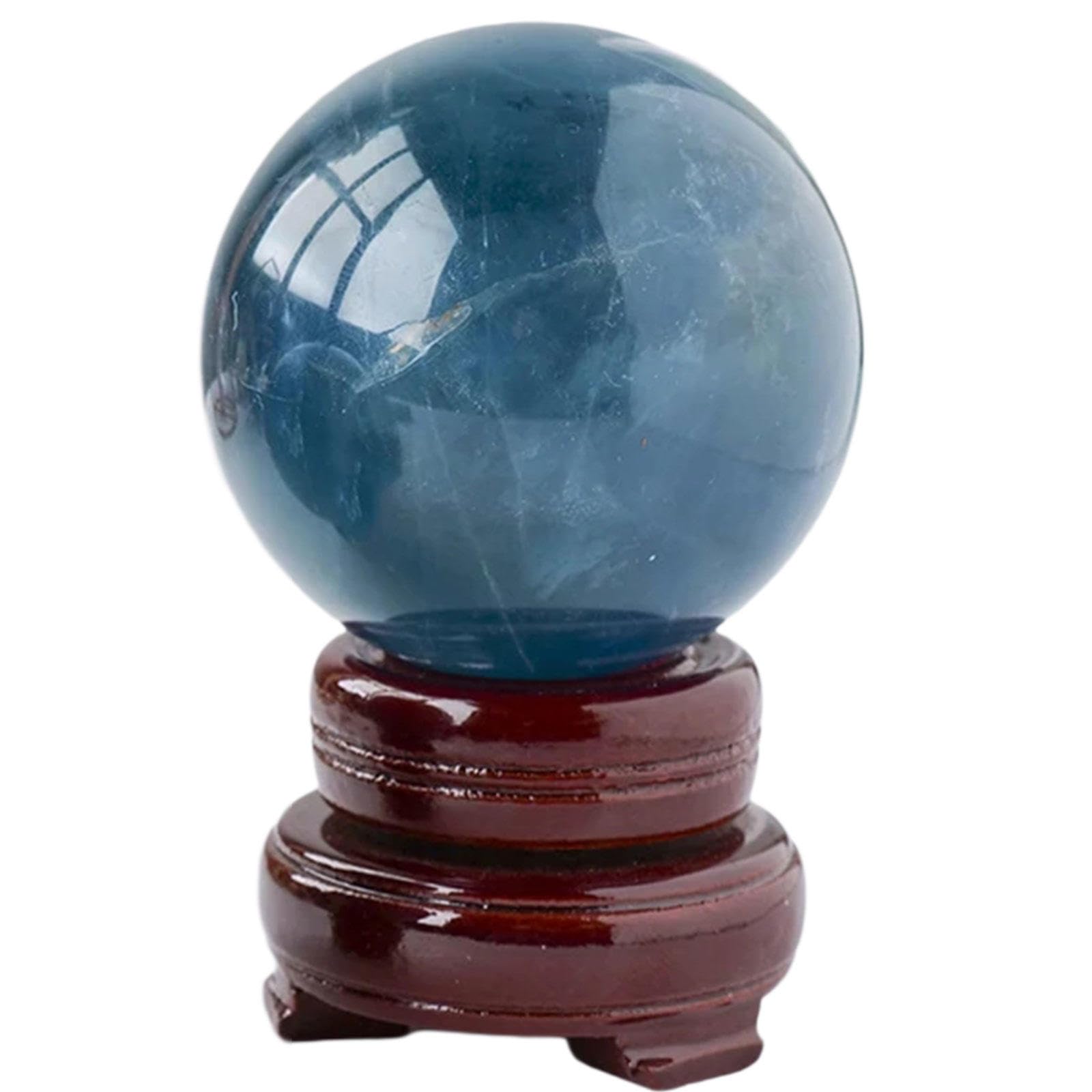 AARTERZZA Blue Fluorite Crystal Ball Gemstone Sphere Ornaments for Balancing Feng Shui Aura Home and Office Decoration,60-70mm
