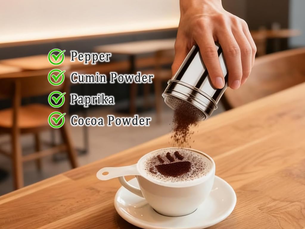 Saupoudreuse Cacao avec Couvercle 16 Moules pour Café Chocolat Sucre Sel Farine