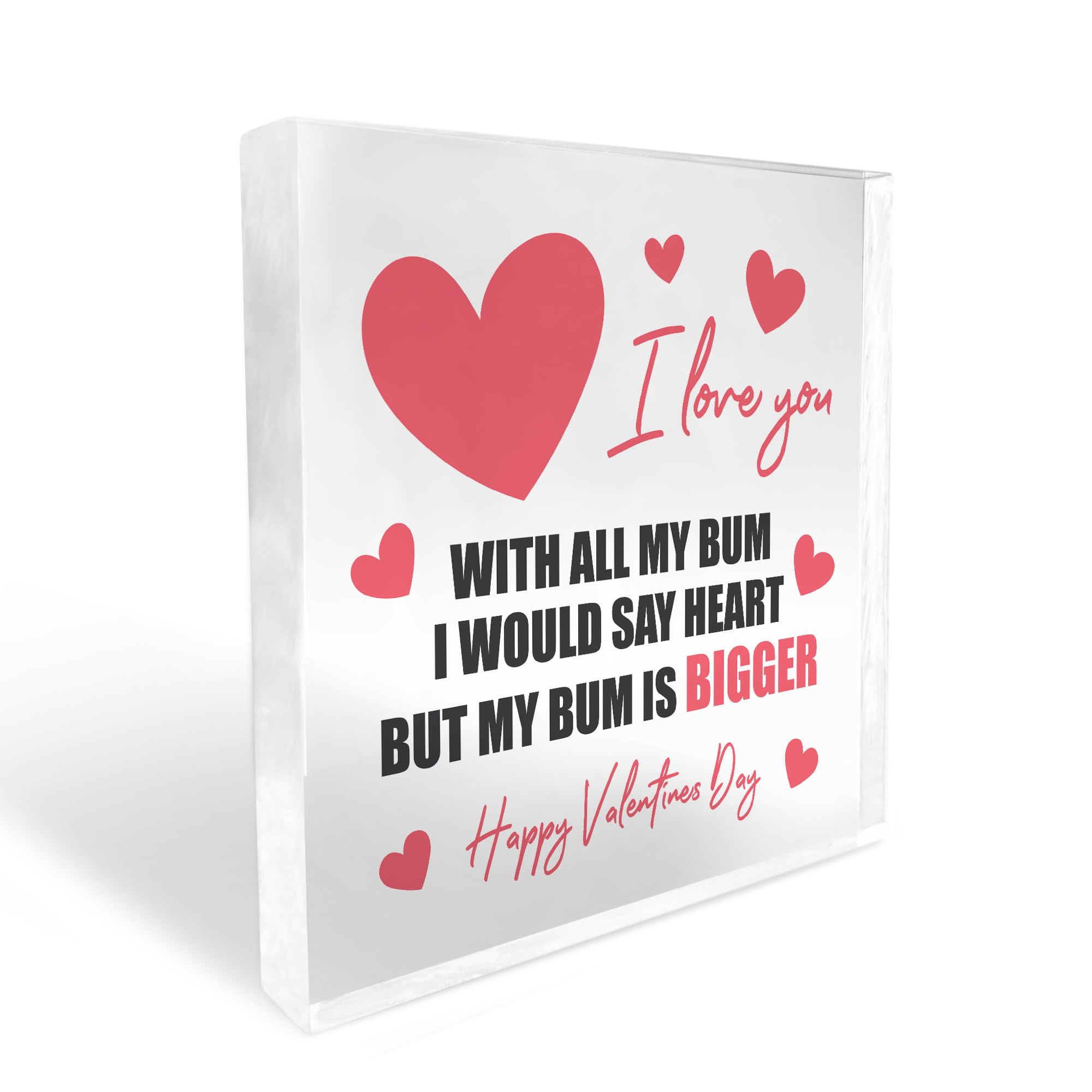 Red Ocean Love You All My Bum Funny Husband Boyfriend Hilarious Valentine's Day Gift Standing Plaque For Him