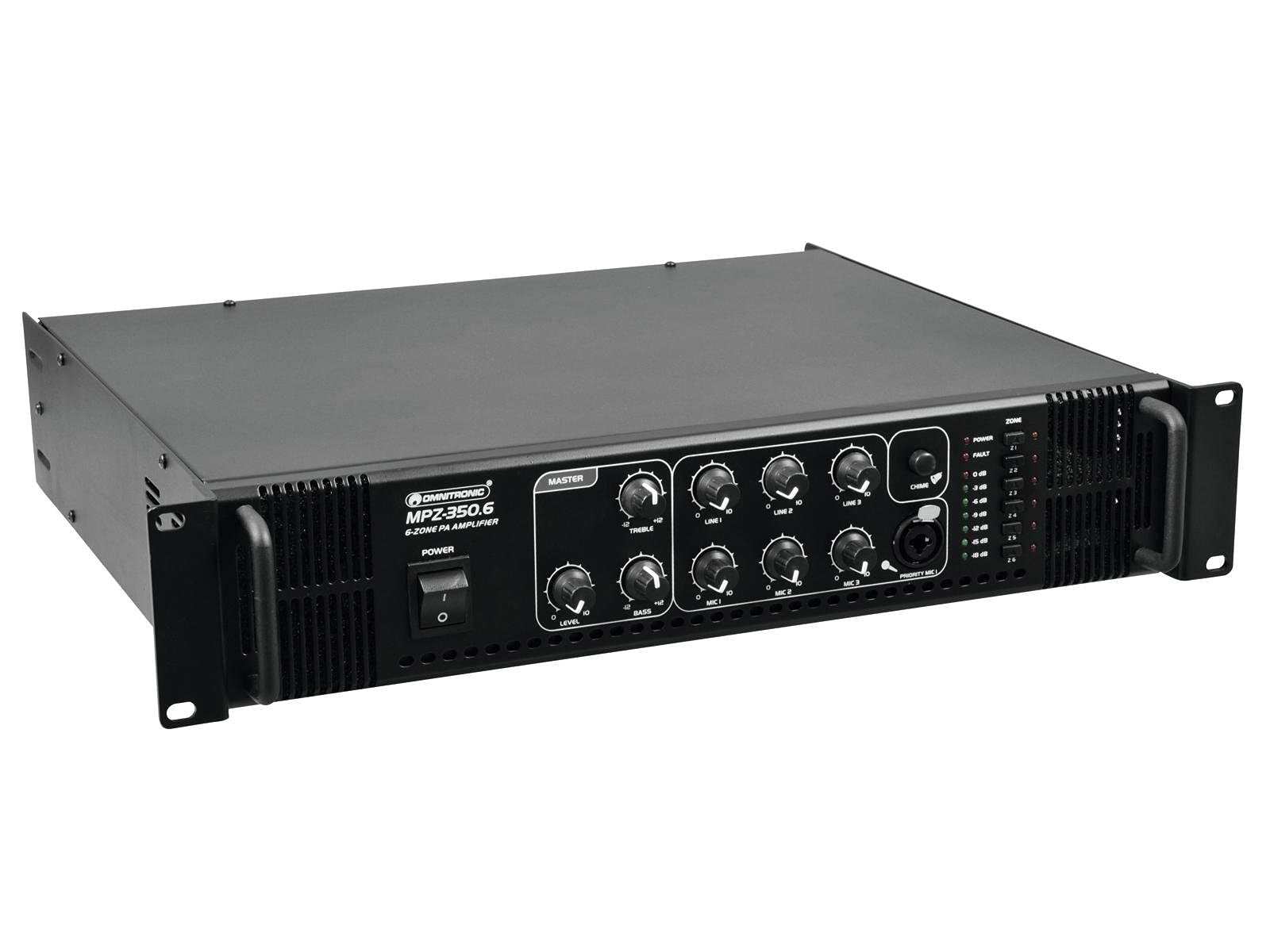 OMNITRONIC MPZ-350.6 Mischverstärker | 6-Zonen-ELA-Mono-Mischverstärker, 350 W, Zonen schaltbar