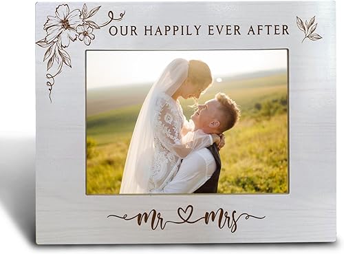 FHUGX Marco de fotos de boda de 5 x 7, marco de fotos de compromiso de boda para parejas, nuestro marco de fotos para siempre, regalos para esposa,