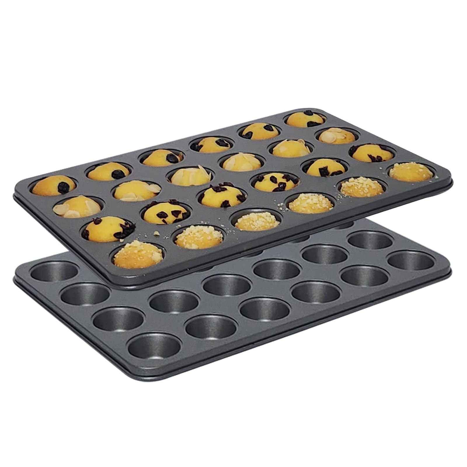 wivplik Mini Muffin Pan Nonstick 24 Cup ,2 Pack,Mini Cupcake Pans for Baking 24 Cups, Non Toxic Small Muffin Tin,Carbon Steel,Premium Nonstick Coating