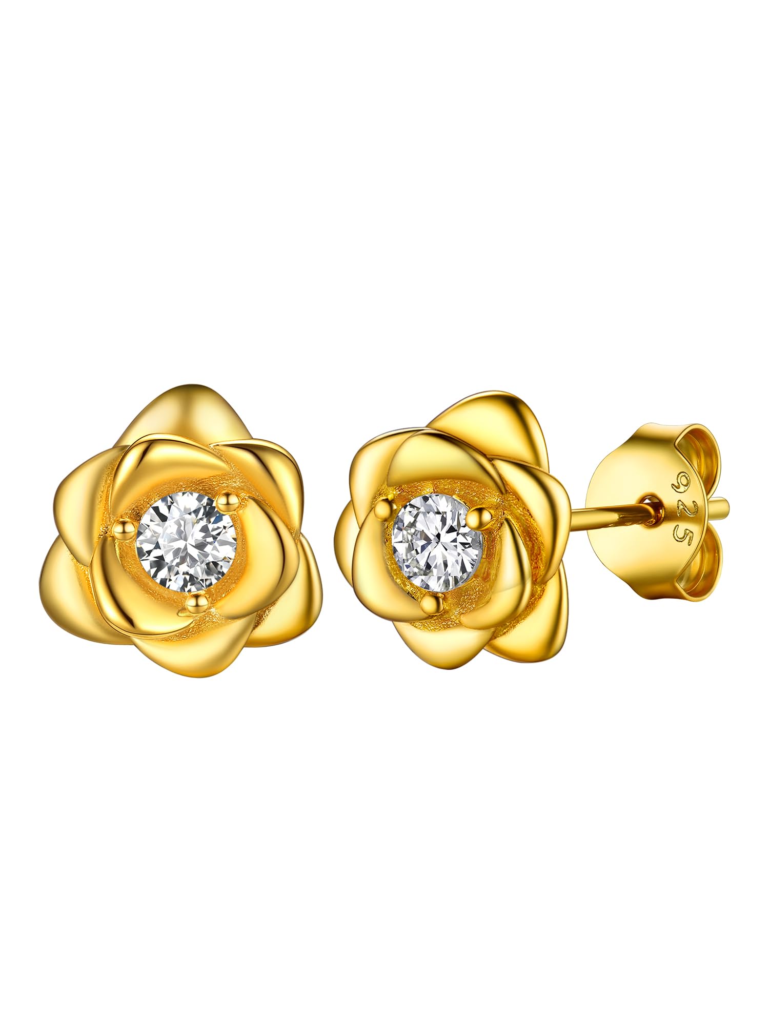 PROSILVER Orecchini A Fiore Per Donna | Argento Vintage, Oro, Oro Rosa | Gioiello Minimale E Delicato