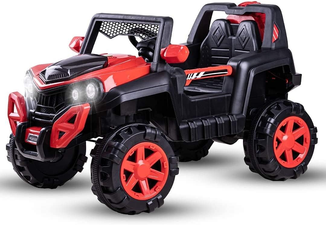 Brunte Rechargeable Battery Operated Ride On for Kids SUV, Red Like Jeep Ride-on