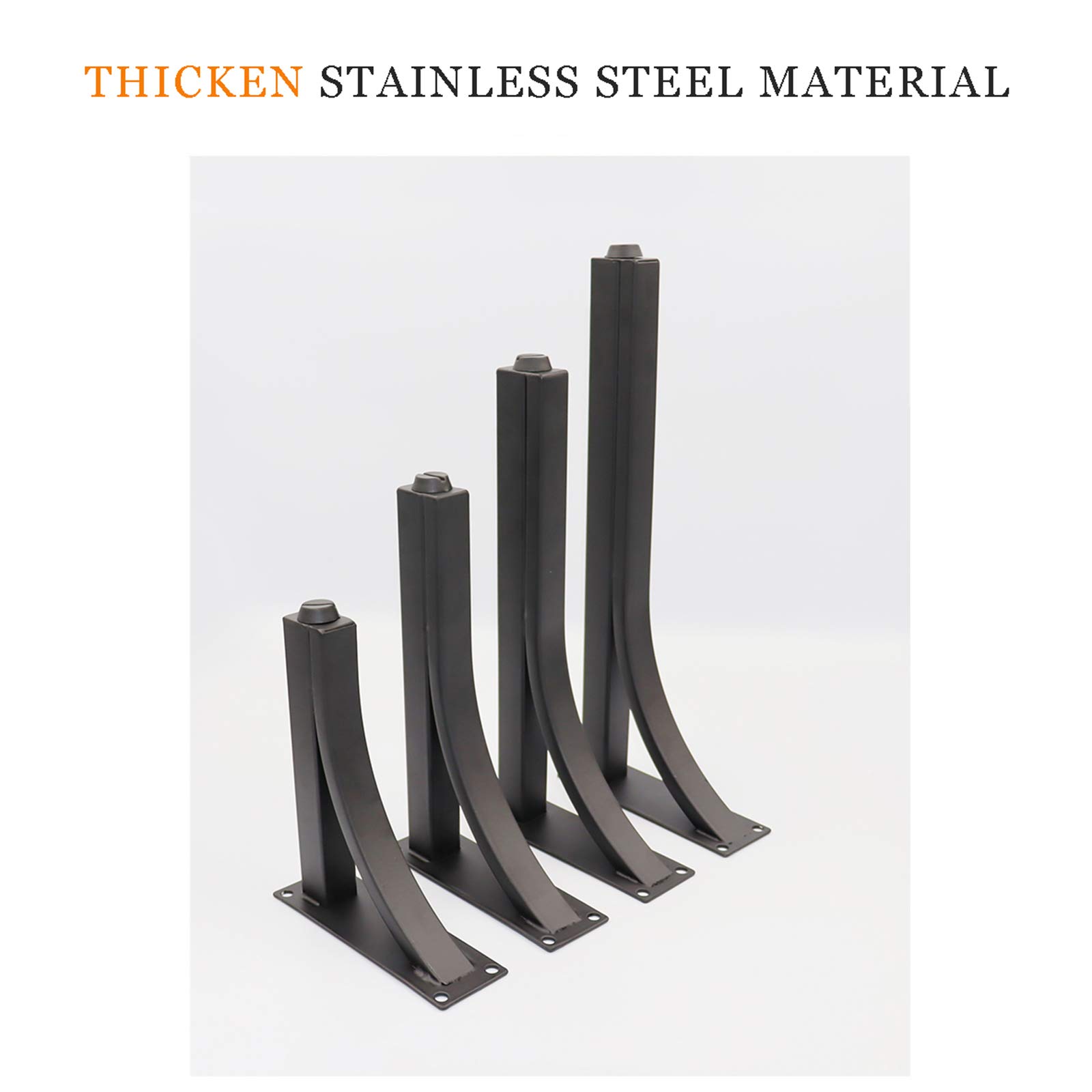 DLLY 4X Patas De Mesa,Pies De Mueble De Acero Inoxidable,Altura Regulable,para Sofás,Camas,Armarios,Sillas,con Placas De Montaje Y Tornillos,Patas De Armario Estabilizadoras,Negro,30cm/12in