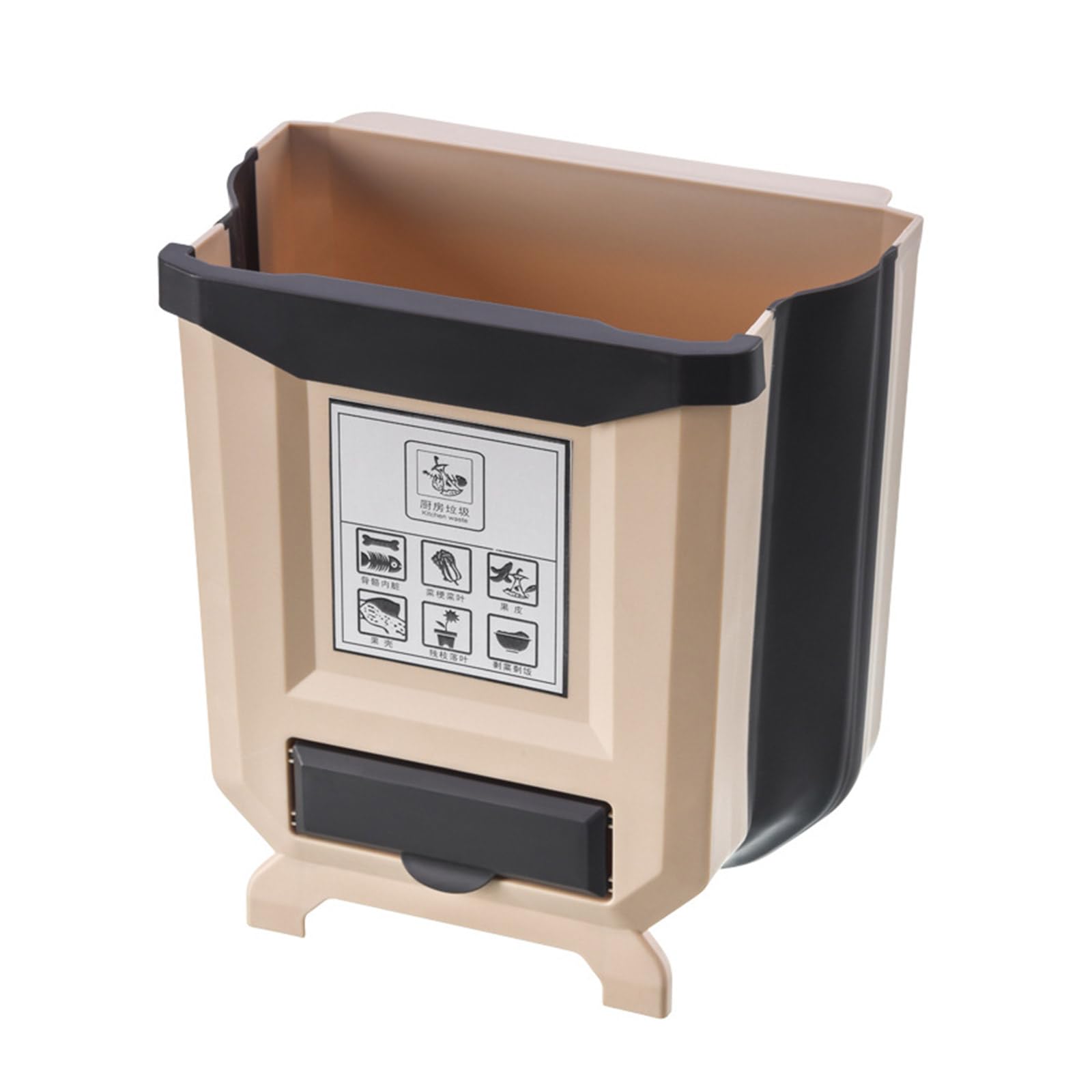 Tsophreniq Foldable Kitchen Cabinet Door Hanging Trash Can Food Waste Bin Hangs Small Garbage Rubbish Garbage Foldable Kitchen Waste