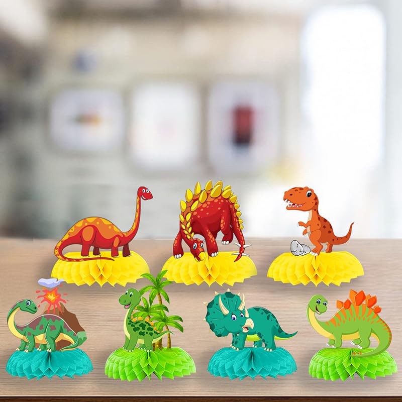 Dinosaur 1st Birthday Decorations | 10 Pcs Green Honeycomb Centerpieces | Wild One Party Table Decor