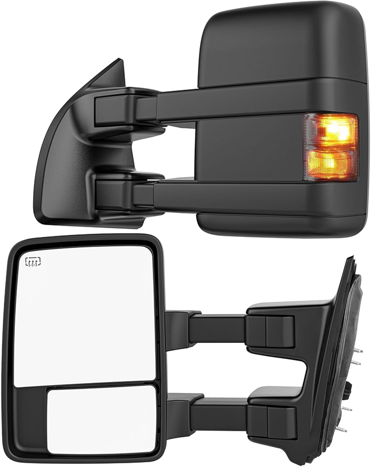 Smoked Power Heated Tow Mirrors Compatible with Ford Super Duty(2008-2016), Extended Trailer Towing Side Mirrors w/Turn Signal fits F250 F350 F450 F550 F-250 F-350 F-450 F-550 2008-2016 Smoked Lens