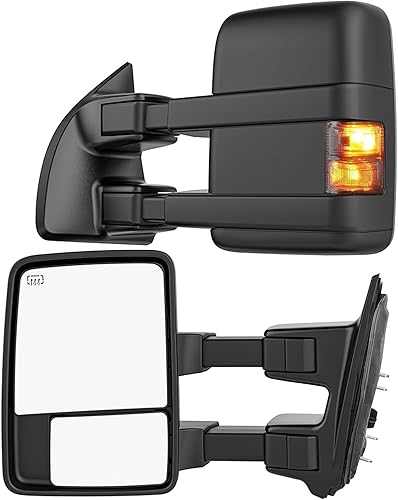 Espejos de remolque con calefacción eléctrica ahumada compatibles con Ford Super Duty (2008-2016), espejos laterales de remolque extendidos con