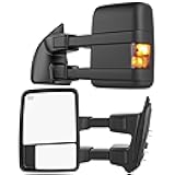 Smoked Power Heated Tow Mirrors Compatible with Ford Super Duty(2008-2016), Extended Trailer Towing Side Mirrors w/Turn Signal fits F250 F350 F450 F550 F-250 F-350 F-450 F-550