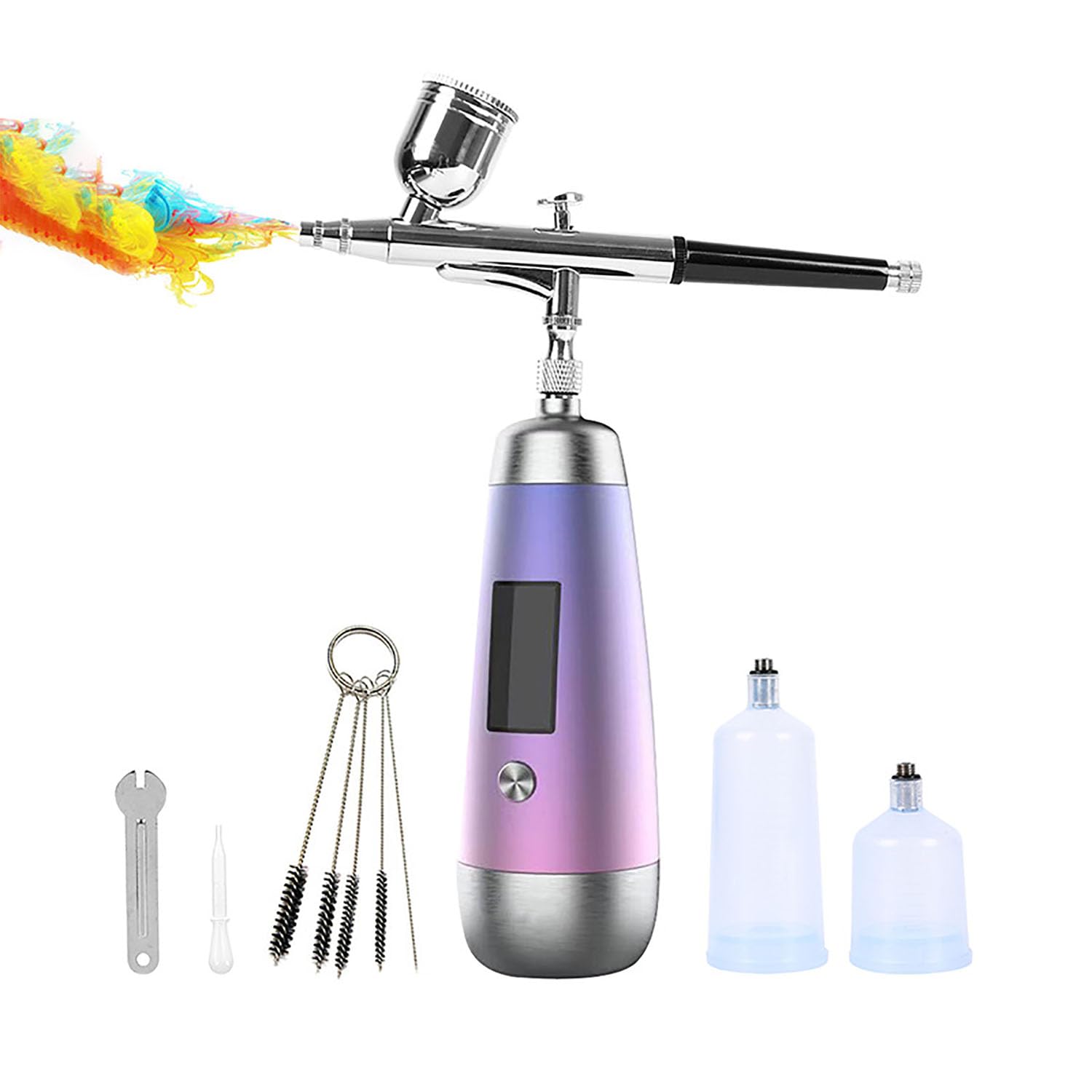 Kit aérographe avec compresseur portable, pression de 30 psi, sortie de pigment réglable, parfait pour l'application de maquillage et la décoration de gâteaux