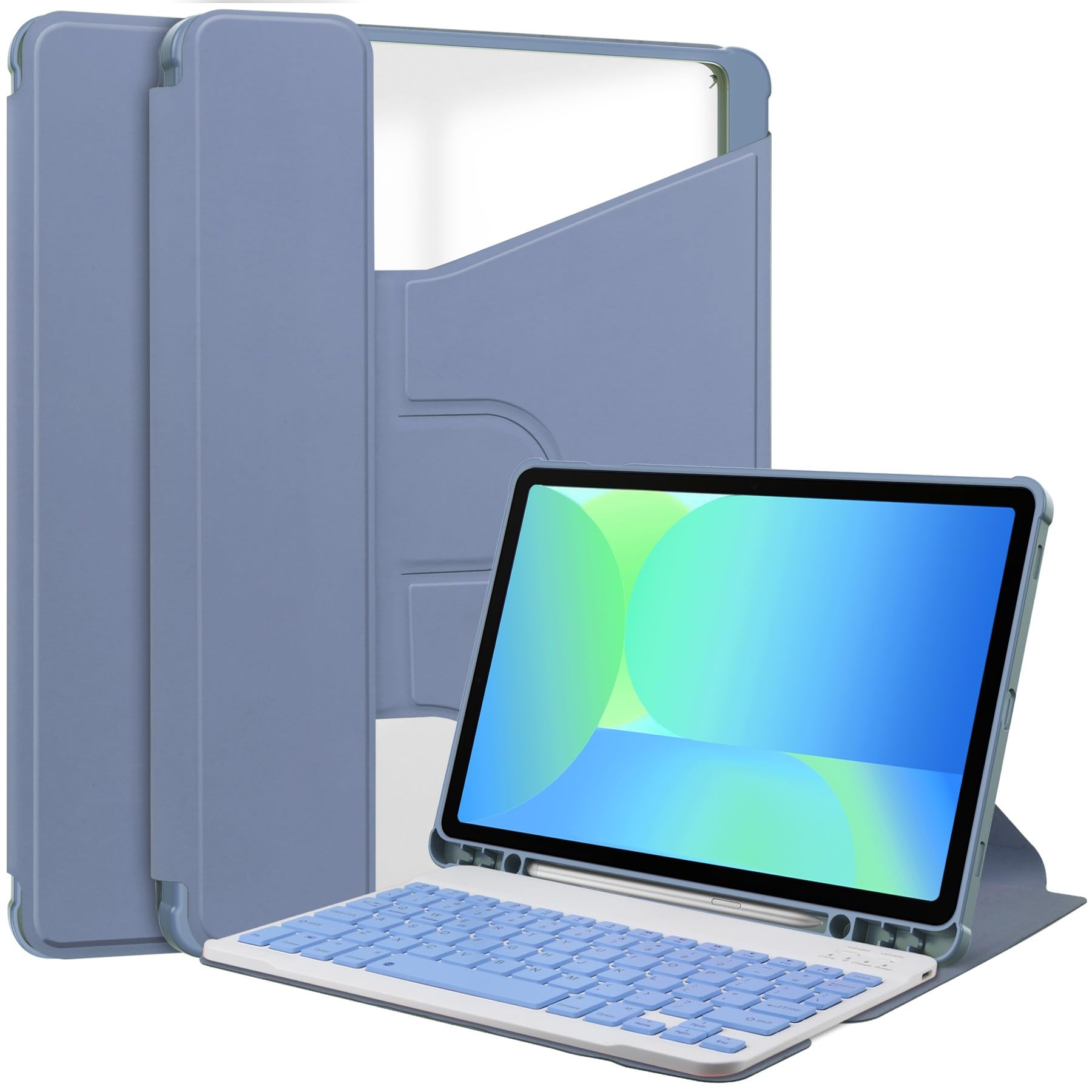 Custodia per Samsung Galaxy Tab S10 Lite /S10 FE/S9FE/S9 da 11 pollici, con tastiera wireless staccabile + portapenne, supporto girevole a 360 gradi, copertura per tablet intelligente con