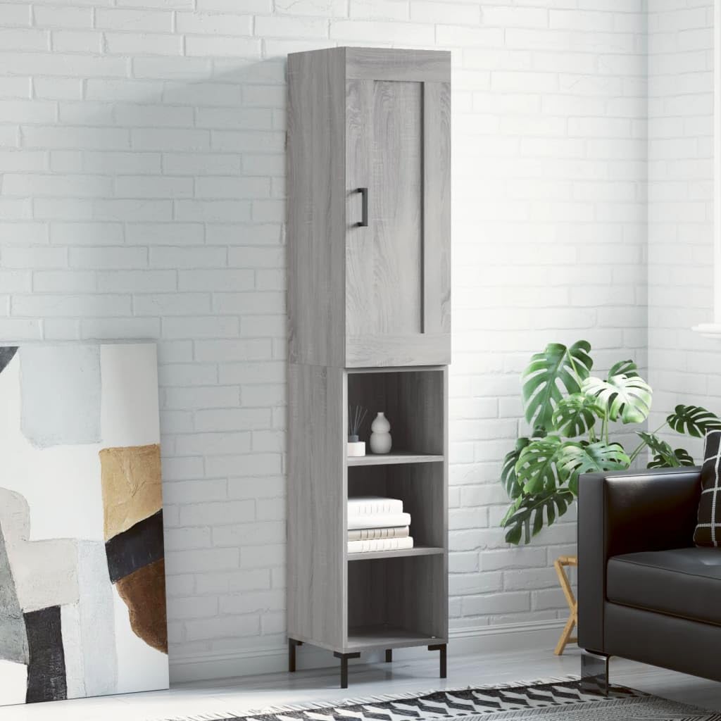 Sonoma - Armario de madera (34,5 x 34 x 180 cm), color gris