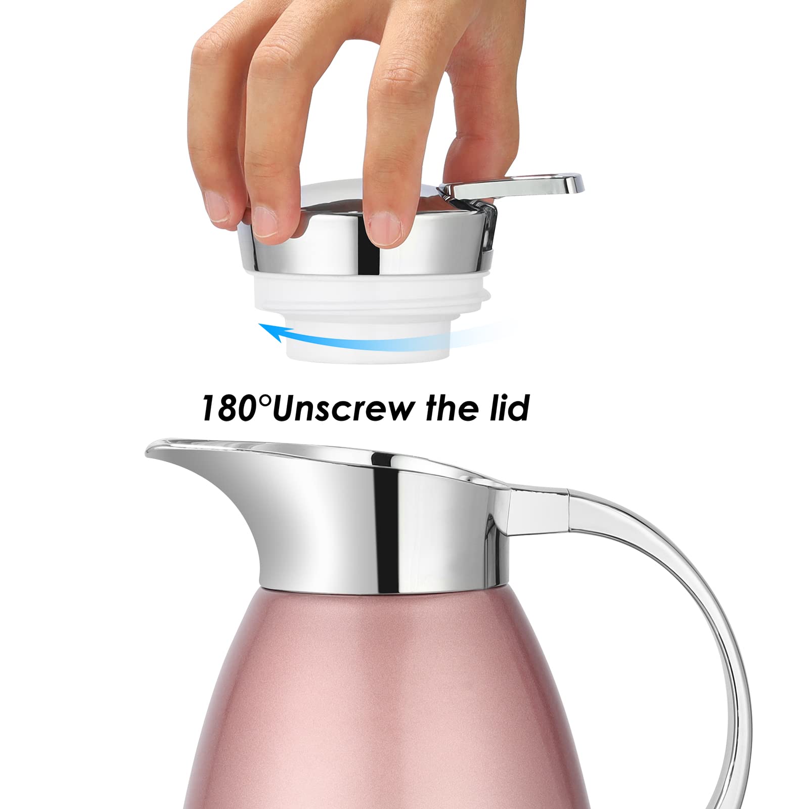 Cikonielf Théière Pichet Isotherme D'isolation Sous Vide De Bouilloire De Thé De Café D'acier