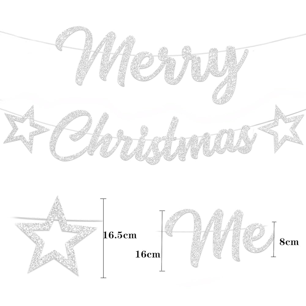 Merry christmas bunting silver Clearance