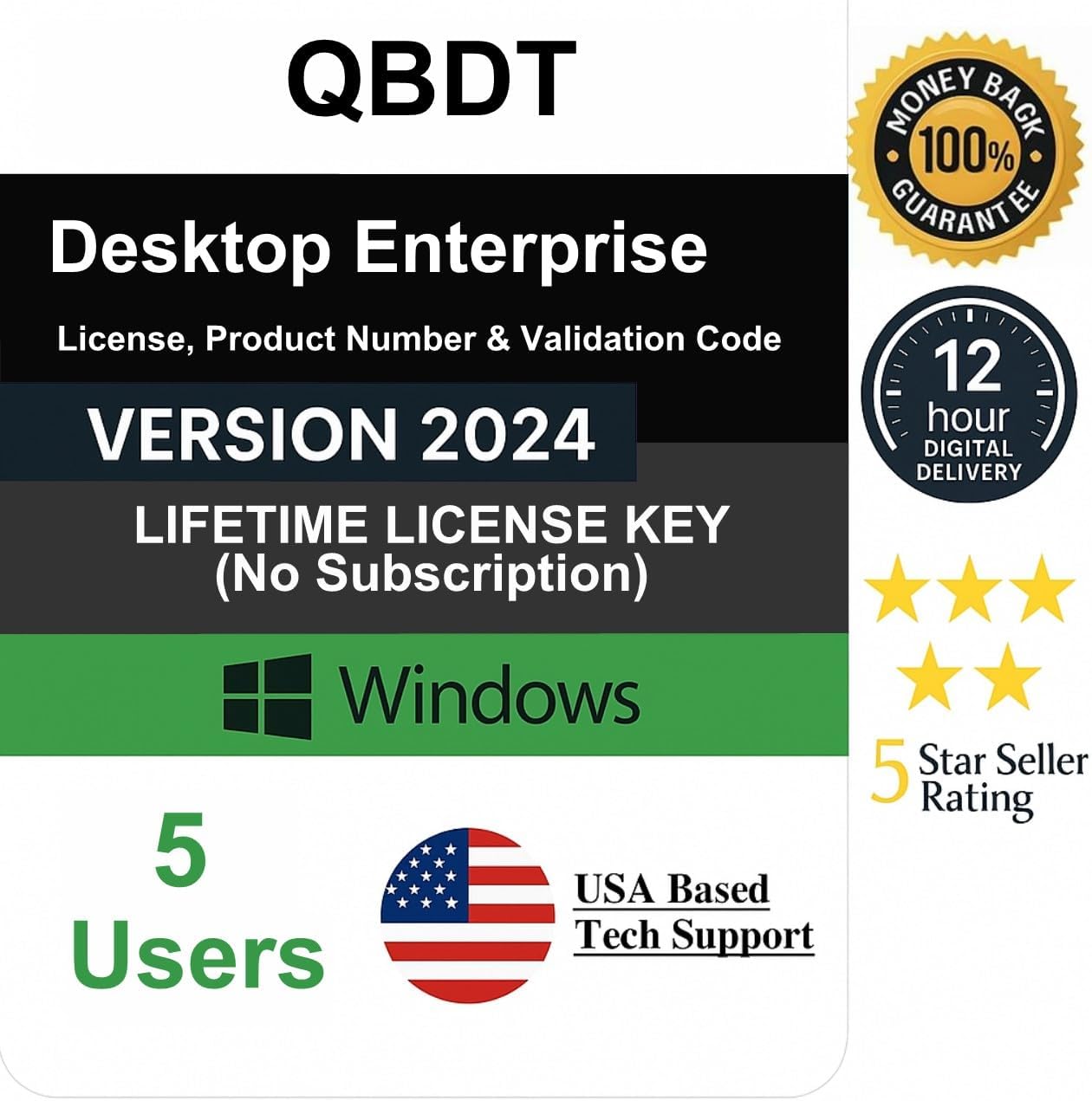 QB Desktop Enterprise 2024 | 5 User’s | NO DVD | Lifetime Addition | Amazon Message Delivery(Within 12hrs) | 100% Money Back Guarantee