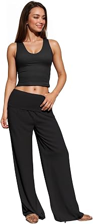 Hybrid & Company Womens Foldover Pants