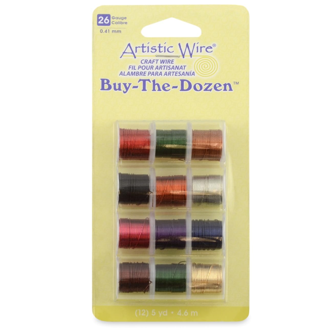 Artistic Wire, 24 Gauge Silver Plated Tarnish Resistant Colored Copper Craft Wire, Buy-The-Dozen, Assorted Colors, 5 yd, 12 spools