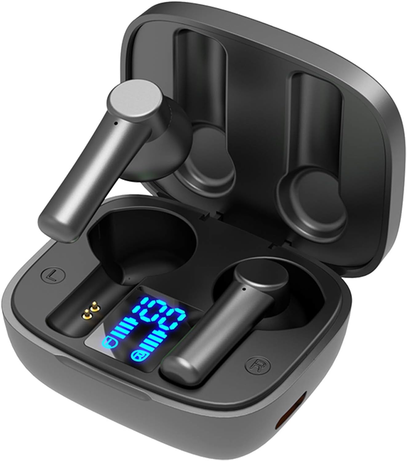 Wireless Headphones, True Wireless Earbuds with Portable Charging Case, Bluetooth Headphones with HD Stereo, Touch Control, Built-in Mic, LED Display,IP5 Waterproof, for Running Fitness (LB 19)