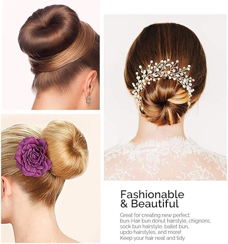 Miniatura 3 de Moldeador de donas para el cabello, moño estilo anillo, 2 piezas para aumentar el cabello de donas para cabello grueso y largo (XL, 4.5