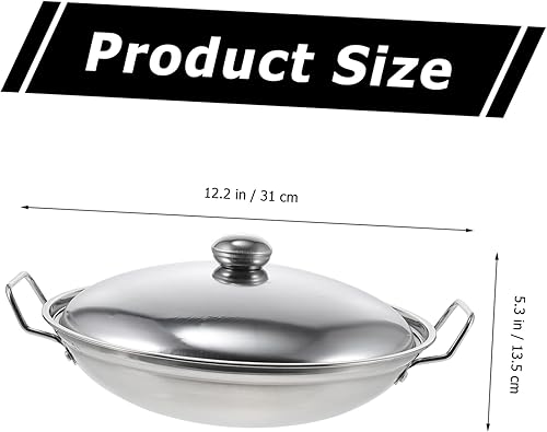 Miniatura 3 de Kichvoe 1 juego de olla de acero inoxidable cubierta olla al aire libre mango wok olla wok sartén salteado wok cocina sartén sartén acero inoxidable
